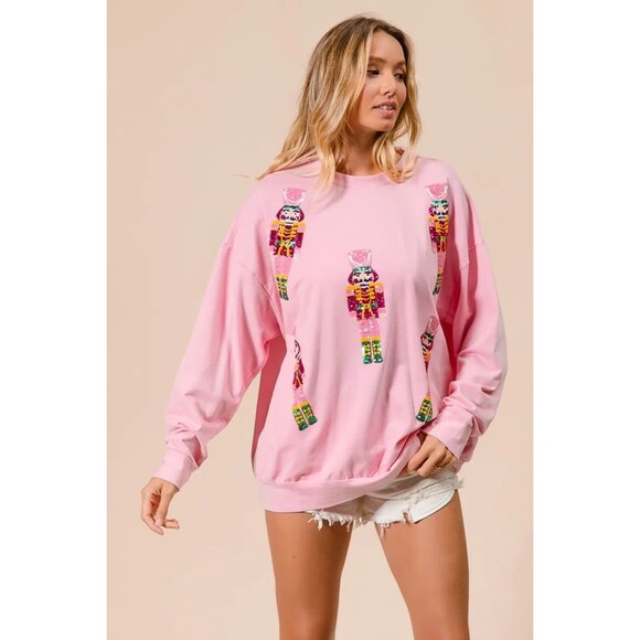 BiBi Sequin Nutcrackers Embroidery Christmas Sweatshirt NWT - Picture 13 of 13